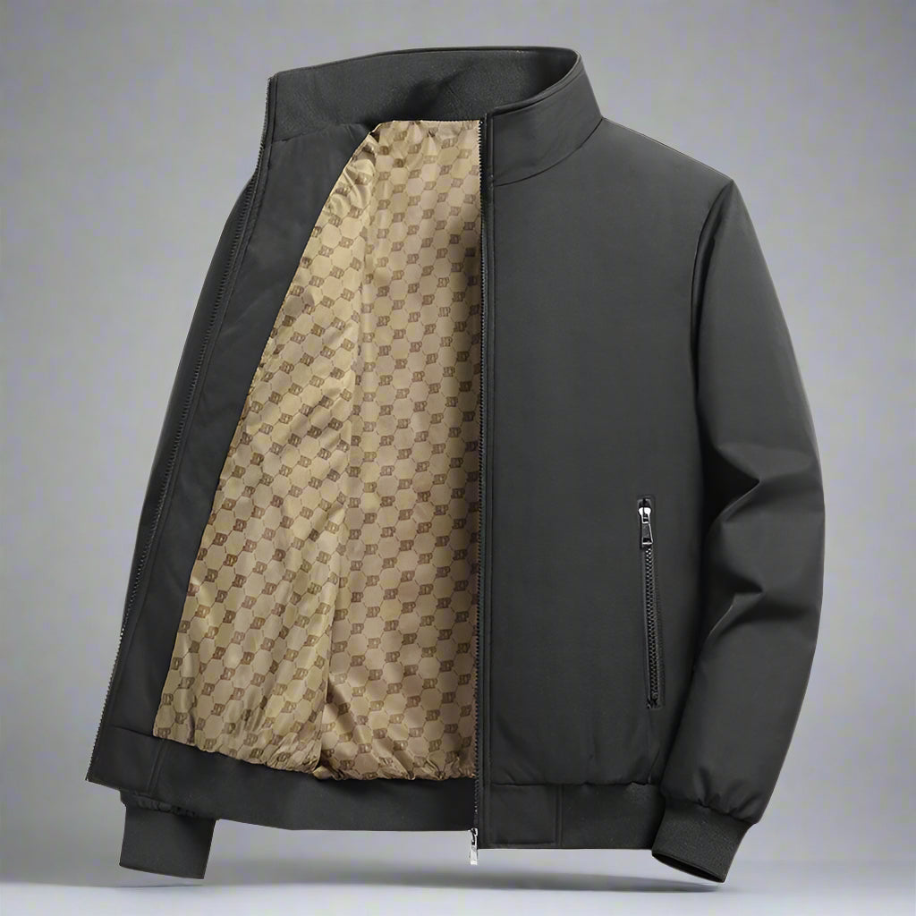 Men’s Lightweight Stand Collar Jacket – Zipper Pocket Casual Outerwear