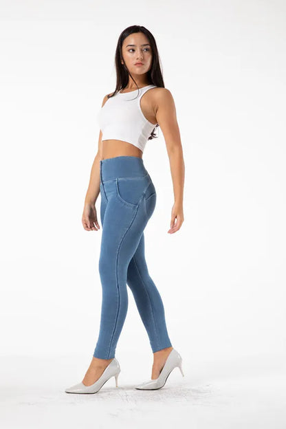 Shascullfites Women’s High Waist Butt-Lifting Jeggings – Push-Up Denim Leggings for Gym & Everyday Wear