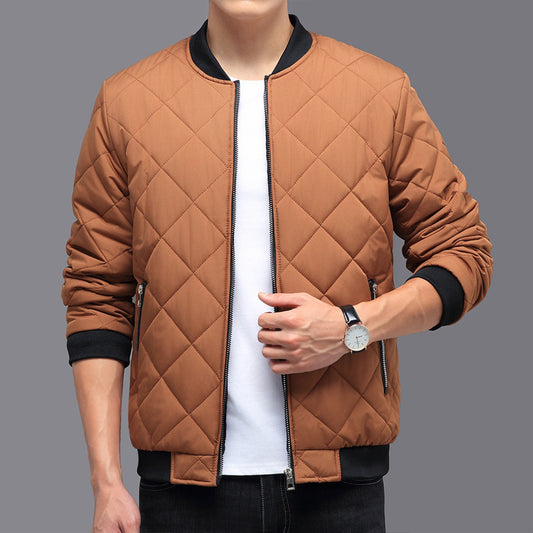 Men’s Quilted Cotton Baseball Jacket – Winter Warm, Windproof Casual Outerwear