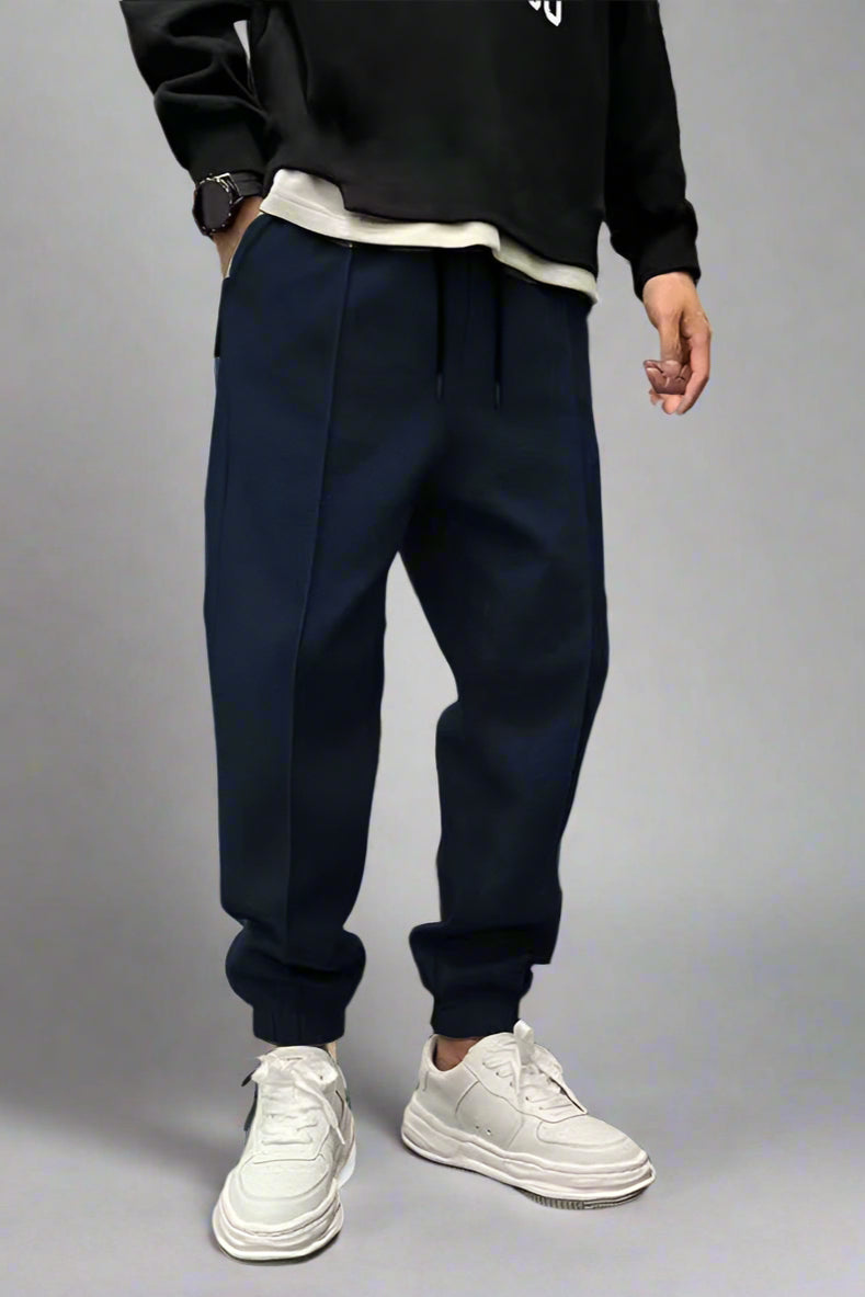 Thick Drawstring Sweatpants – Ankle-Tied Relaxed Fit