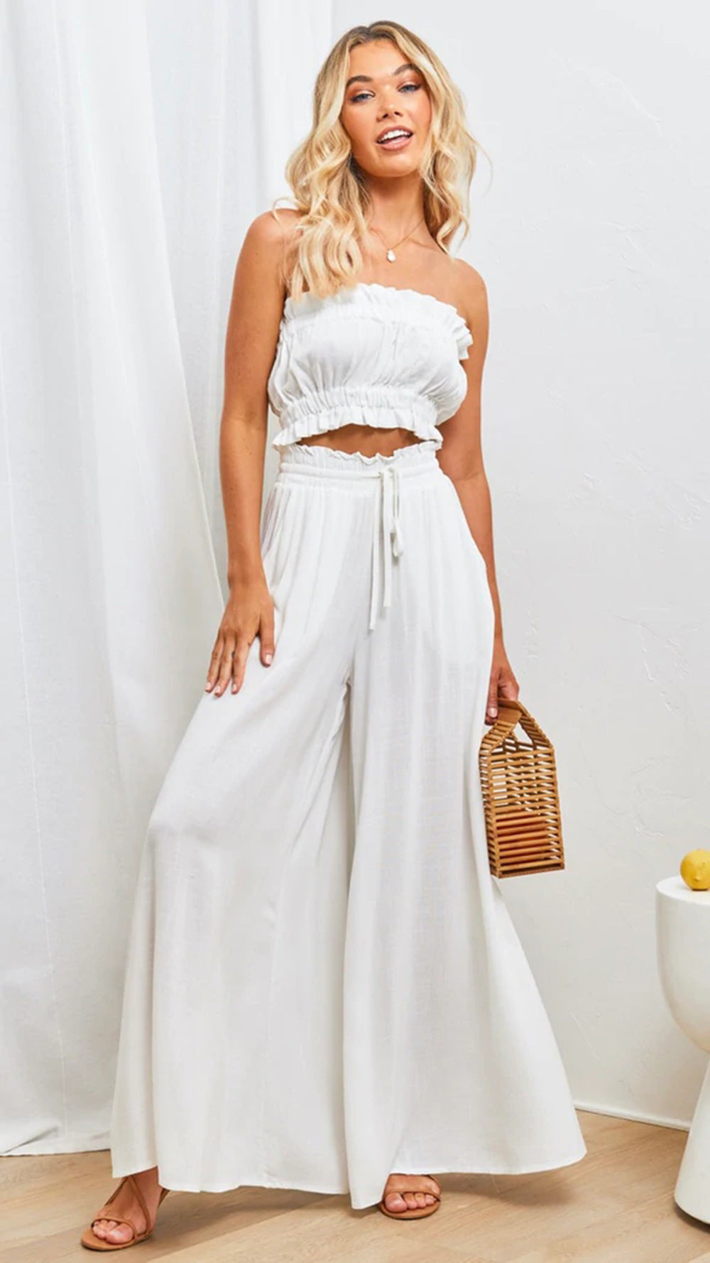 Women’s High Waist Wide-Leg Lounge Pants with Pockets
