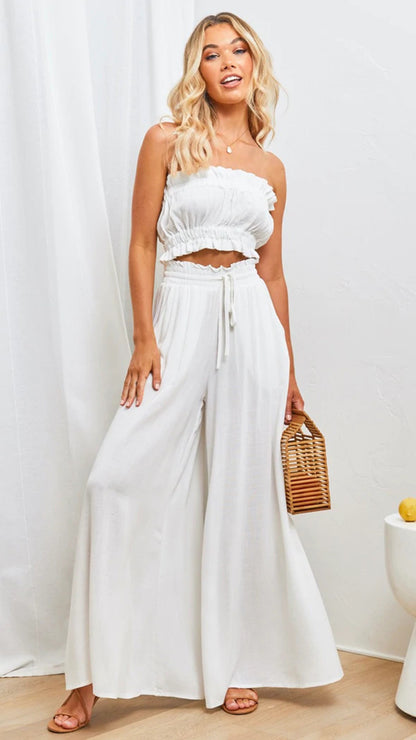 Women’s High Waist Wide-Leg Lounge Pants with Pockets