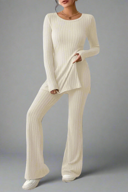 Women’s Elegant Two-Piece Casual Set – Slim Fit Long Sleeve Top & Trousers