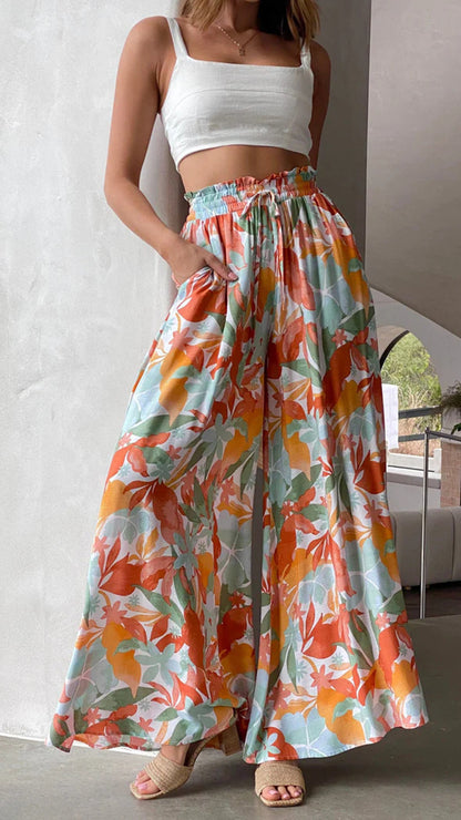 Women’s High Waist Wide-Leg Lounge Pants with Pockets