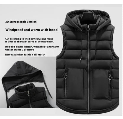 Men’s Thickened Cotton Padded Vest – Winter Casual Zip-Up Outerwear