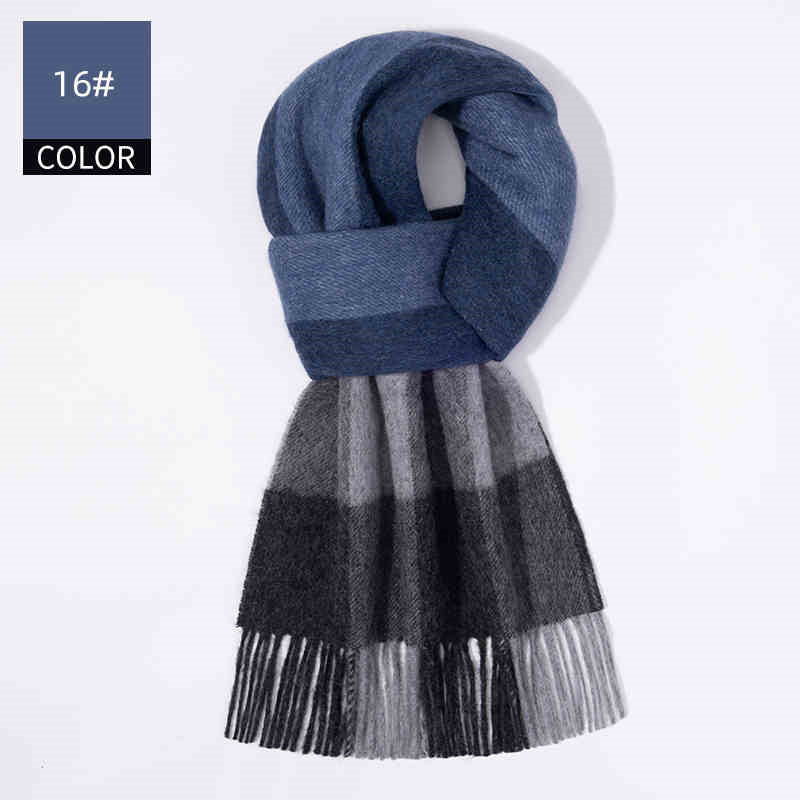 Winter Cashmere Wool Scarf – Soft Grid Pattern Warm Wrap