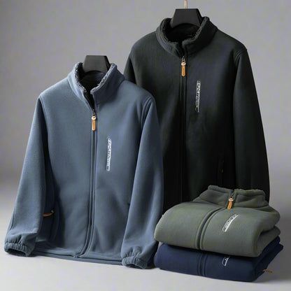 Men’s Thick Polar Fleece Jacket – Double-Sided Outdoor Cardigan for Autumn & Winter