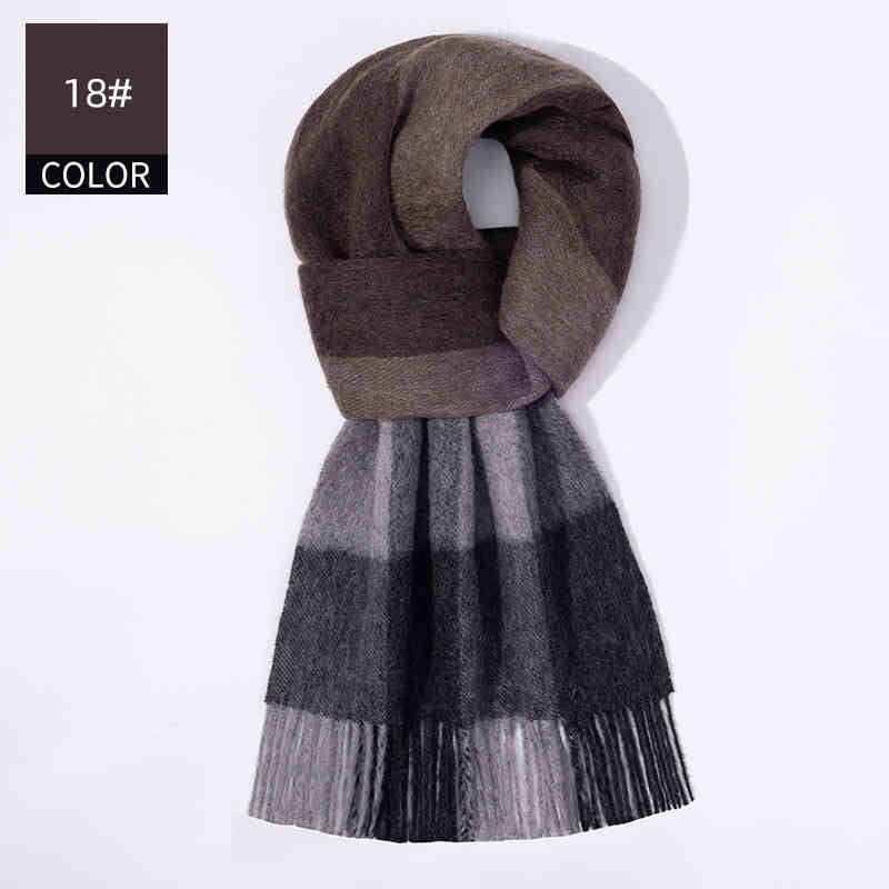 Winter Cashmere Wool Scarf – Soft Grid Pattern Warm Wrap