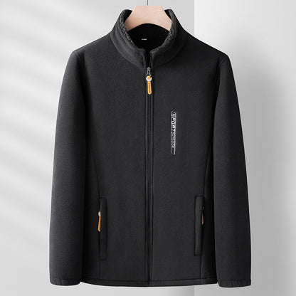 Men’s Thick Polar Fleece Jacket – Double-Sided Outdoor Cardigan for Autumn & Winter