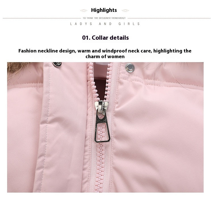Thermal Quilted Hooded Jacket with Faux Fur Collar