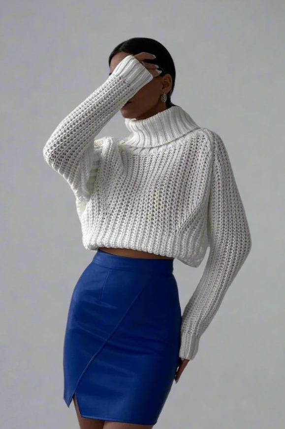 Women’s Oversized Turtleneck Chunky Knit Sweater – Casual Pullover