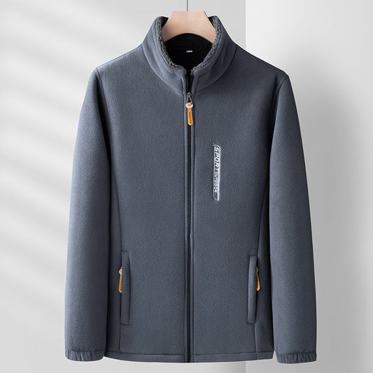 Men’s Thick Polar Fleece Jacket – Double-Sided Outdoor Cardigan for Autumn & Winter