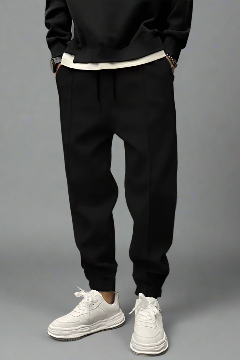 Thick Drawstring Sweatpants – Ankle-Tied Relaxed Fit