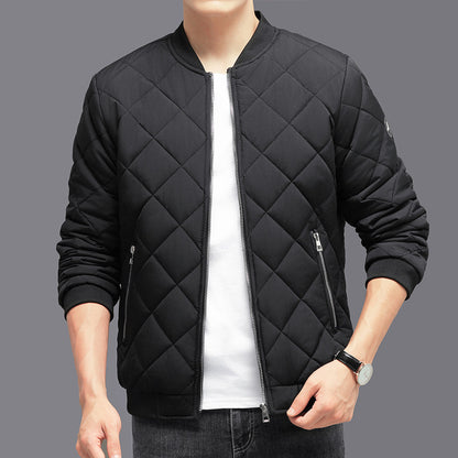 Men’s Quilted Cotton Baseball Jacket – Winter Warm, Windproof Casual Outerwear