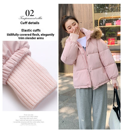 Thermal Quilted Hooded Jacket with Faux Fur Collar