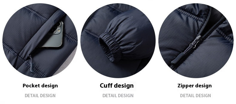 Men’s Hooded Winter Puffer Jacket – Thick Cotton-Padded Zip-Up Coat