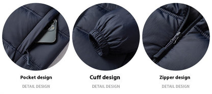 Men’s Hooded Winter Puffer Jacket – Thick Cotton-Padded Zip-Up Coat
