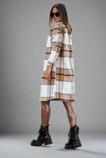 Mid-length Plaid Wool Coat - Fall/Winter Collection