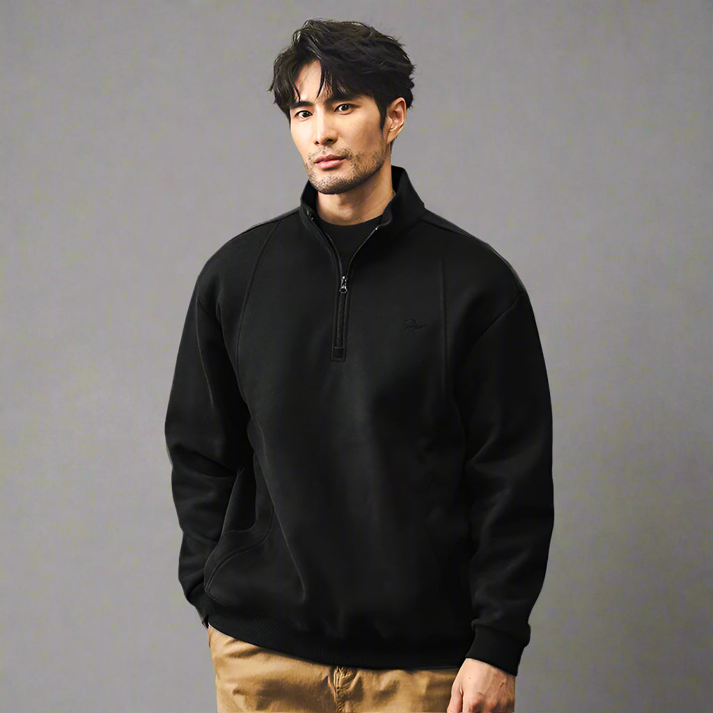 Men’s Fleece-Lined Zip-Up Pullover – Warm Cotton Jacket for Spring & Autumn