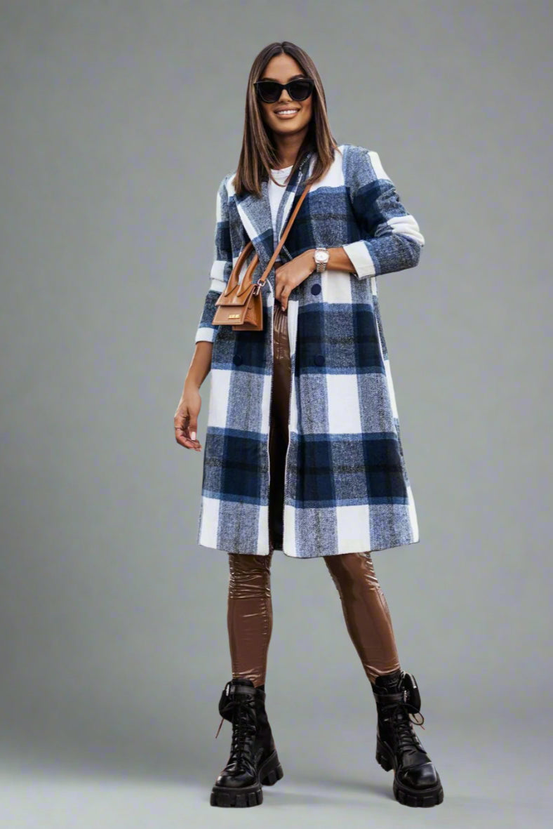 Mid-length Plaid Wool Coat - Fall/Winter Collection