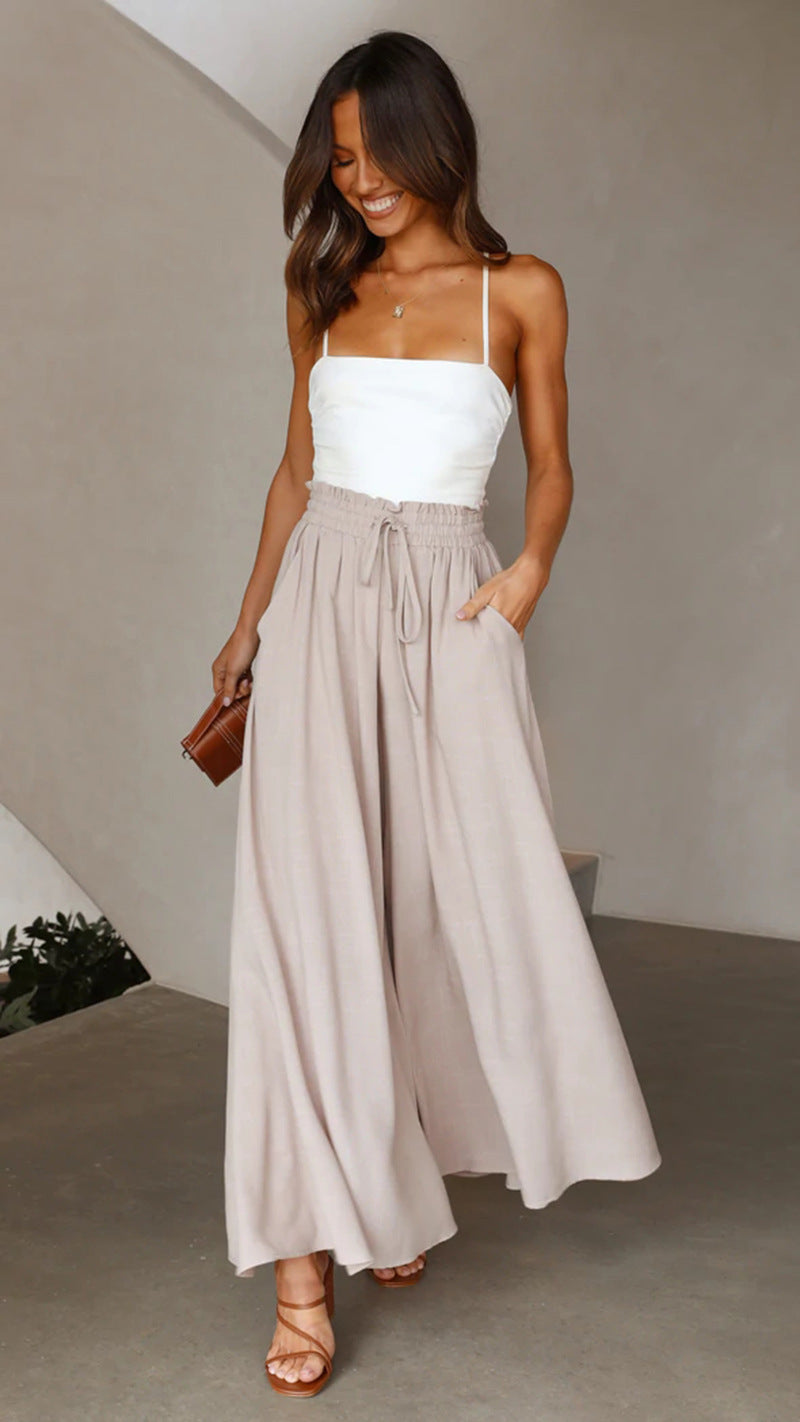 Women’s High Waist Wide-Leg Lounge Pants with Pockets