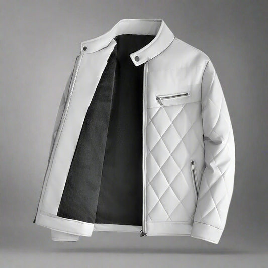 Thick PU Leather Jacket for Men – Fleece-Lined Casual Winter Coat