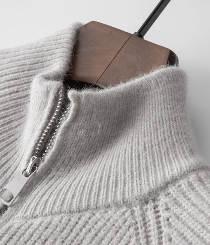 Men’s Long Zipper Knitted Cardigan – Slim Fit Casual Fall/Winter Outerwear
