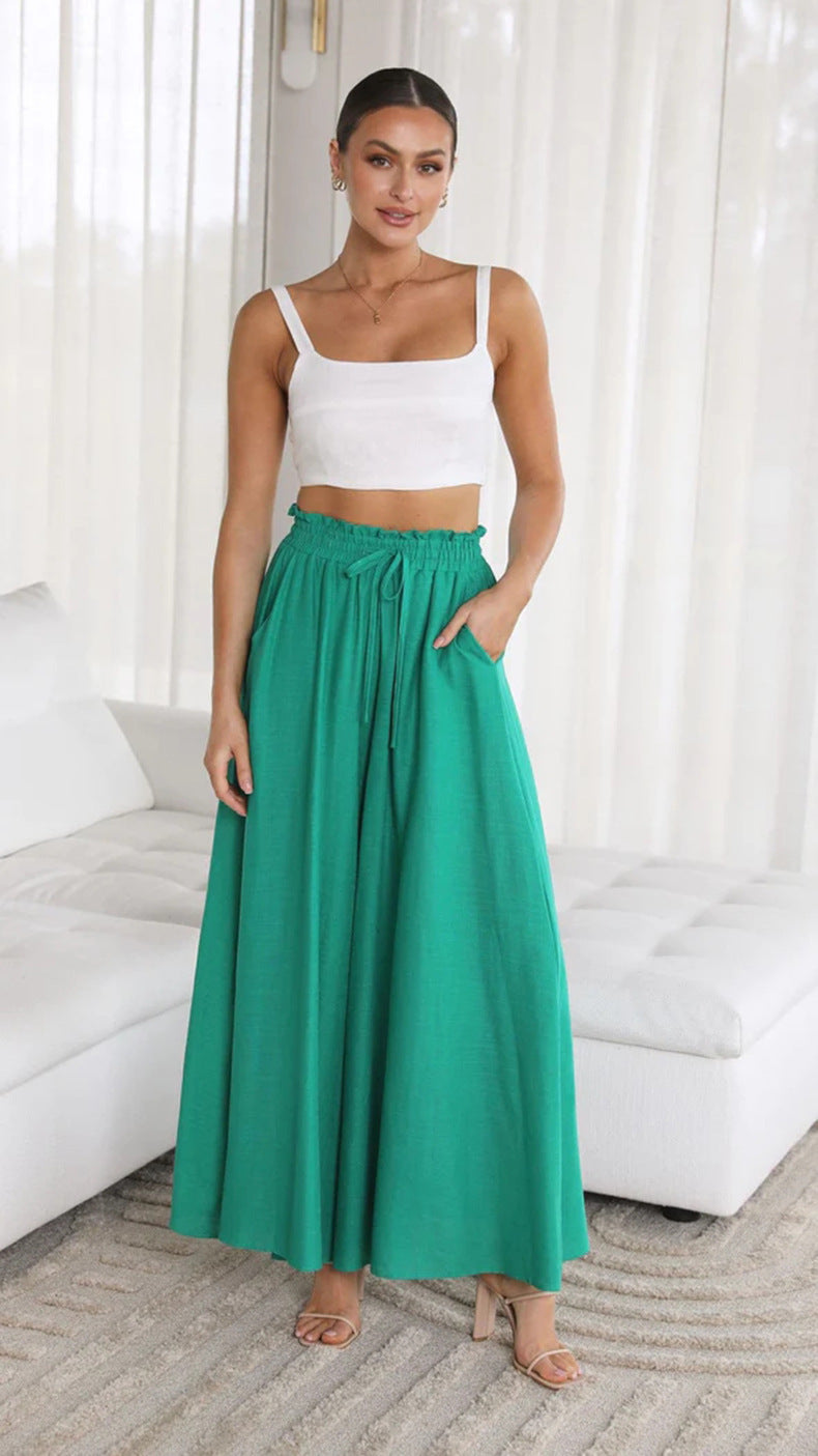 Women’s High Waist Wide-Leg Lounge Pants with Pockets