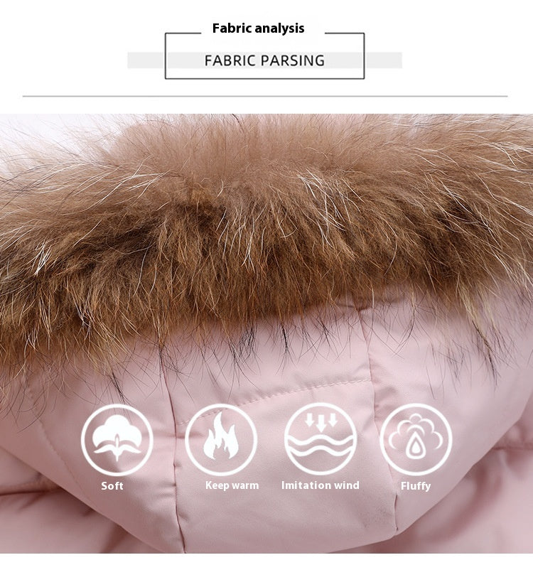 Thermal Quilted Hooded Jacket with Faux Fur Collar