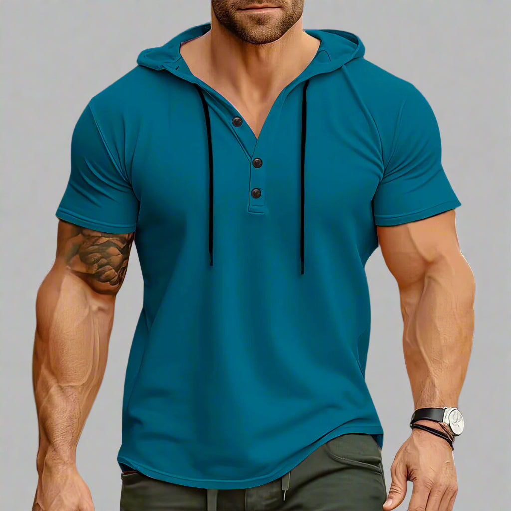 Men’s Hooded Workout Tee – Lightweight Short-Sleeve Fitness Top