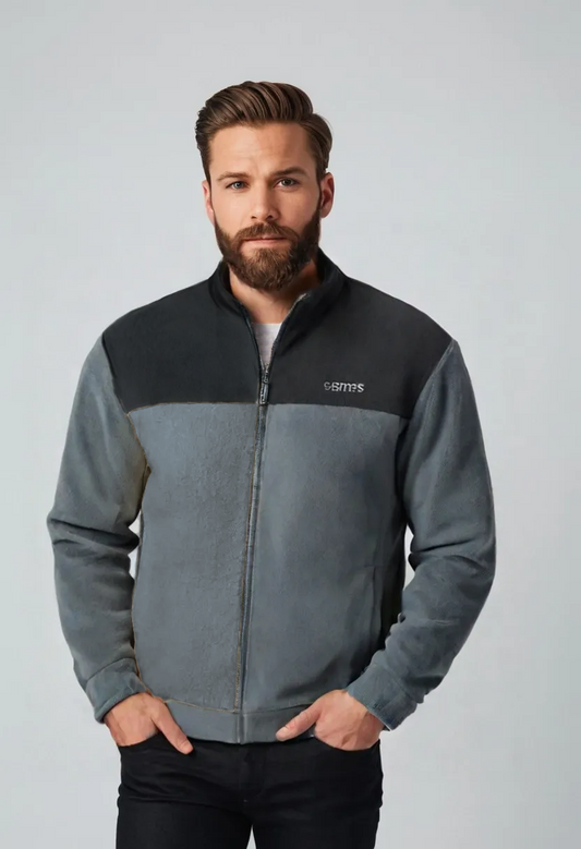 Men’s Embroidered Fleece Jacket – Double-Sided Polar Fleece Zip-Up Sweater