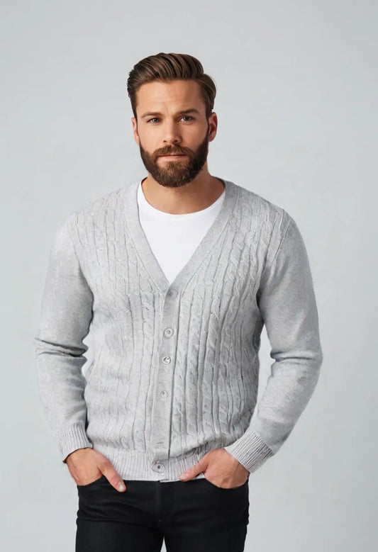 Men’s Knitted Cardigan Sweater – Casual Autumn & Winter Jacket