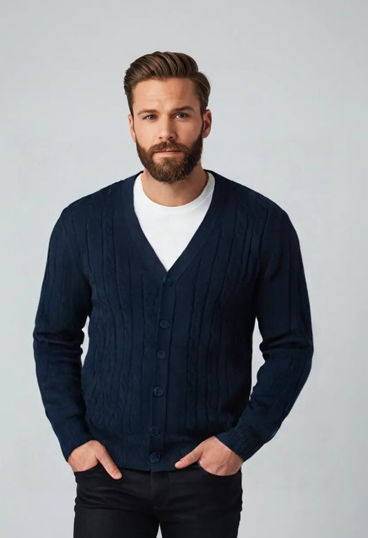 Men’s Knitted Cardigan Sweater – Casual Autumn & Winter Jacket