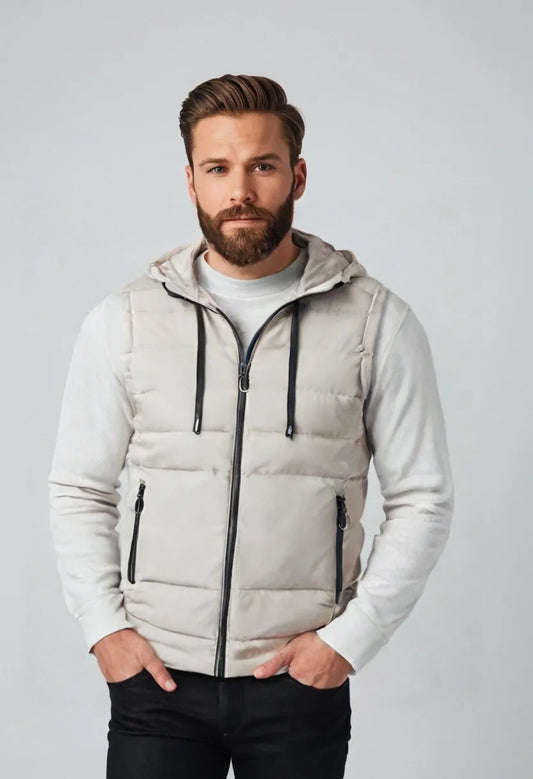 Men’s Thickened Cotton Padded Vest – Winter Casual Zip-Up Outerwear
