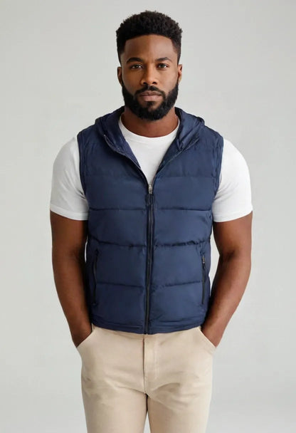 Men’s Thickened Cotton Padded Vest – Winter Casual Zip-Up Outerwear