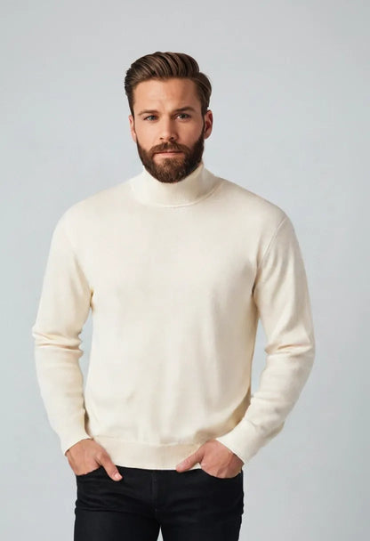Men’s Turtleneck Pullover Sweater – Thick Warm Knit for Autumn & Winter