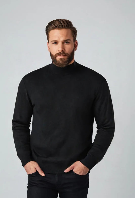 Men’s Turtleneck Pullover Sweater – Thick Warm Knit for Autumn & Winter