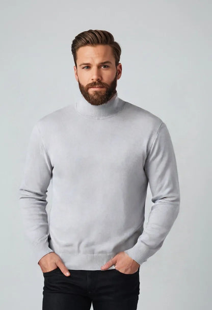 Men’s Turtleneck Pullover Sweater – Thick Warm Knit for Autumn & Winter