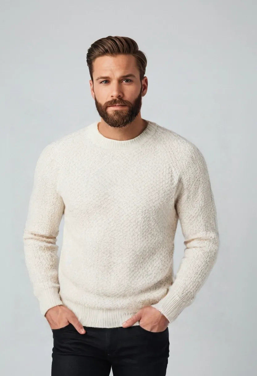 Classic Solid Color Crewneck Sweater – Casual Loose Fit Pullover for Everyday Comfort