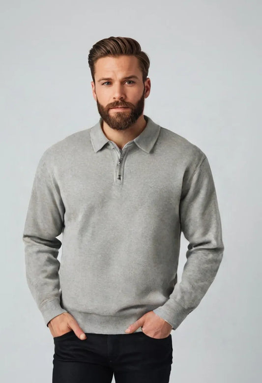 Men’s Half-Zip Pullover Sweater – Lightweight Lapel Top for Spring & Autumn