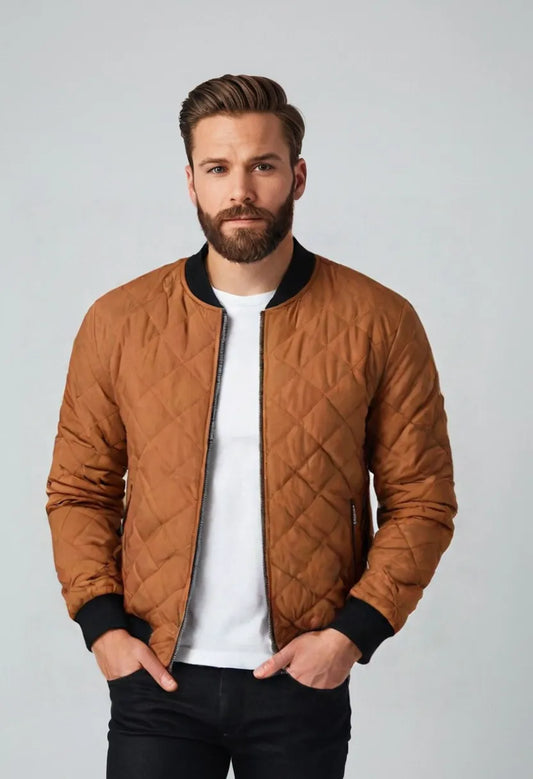 Men’s Quilted Cotton Baseball Jacket – Winter Warm, Windproof Casual Outerwear
