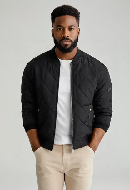 Men’s Quilted Cotton Baseball Jacket – Winter Warm, Windproof Casual Outerwear