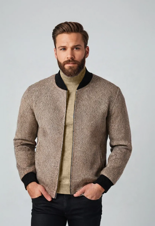 Men’s Wool Blend Stand Collar Jacket – Thickened Business Casual Outerwear