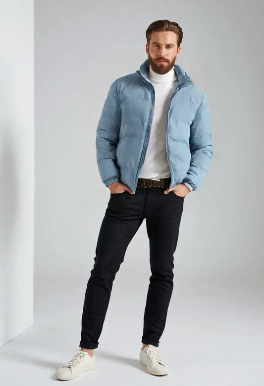 Stand Collar Puffer Jacket – Warm & Stylish Winter Coat