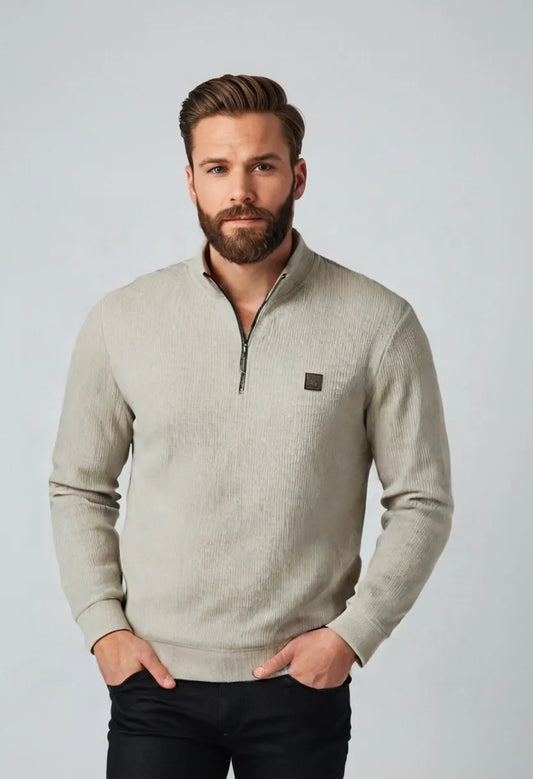 Men’s Half-Zip Fleece Pullover – Stand Collar Long Sleeve Top