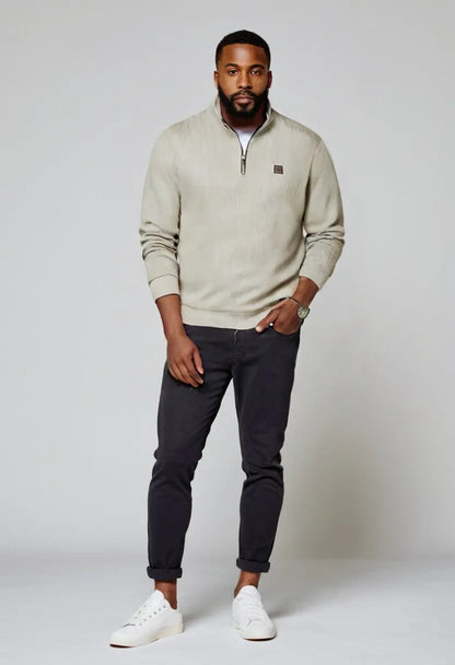Men’s Half-Zip Fleece Pullover – Stand Collar Long Sleeve Top