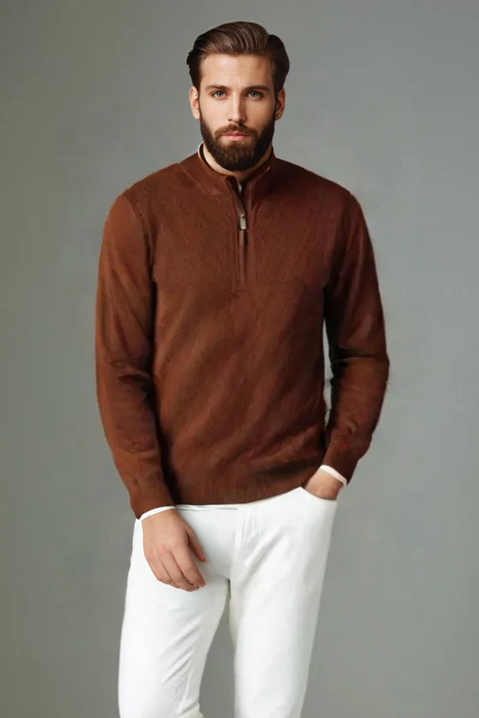 Men’s Pure Wool Knit Sweater – Thickened Winter Pullover