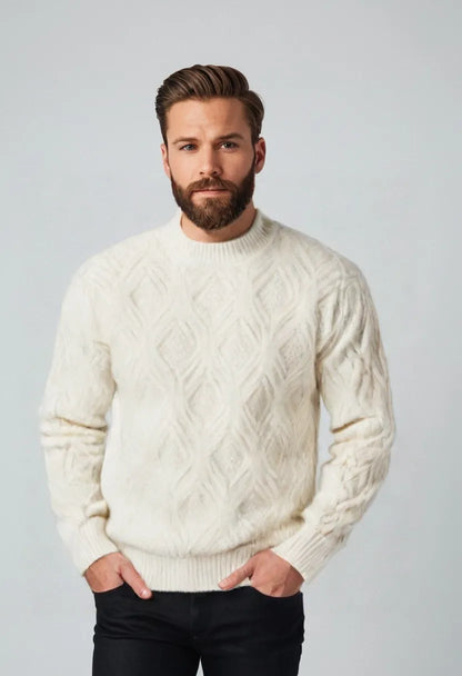 Men’s Casual Cable Knit Sweater – Solid Color Pullover
