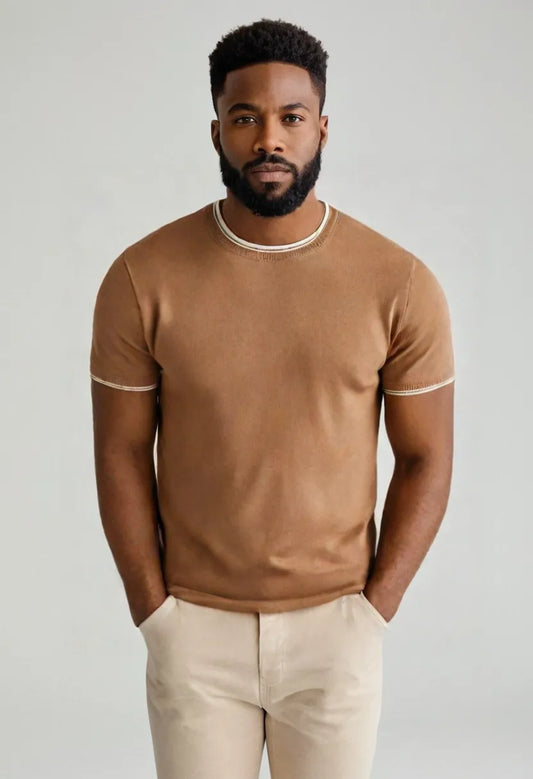 Men’s Mulberry Silk Wool T-Shirt – Lightweight Short Sleeve Luxury Tee