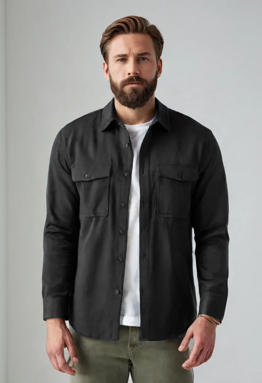 Men’s Button-Up Overshirt – Minimalist Casual Layering Jacket
